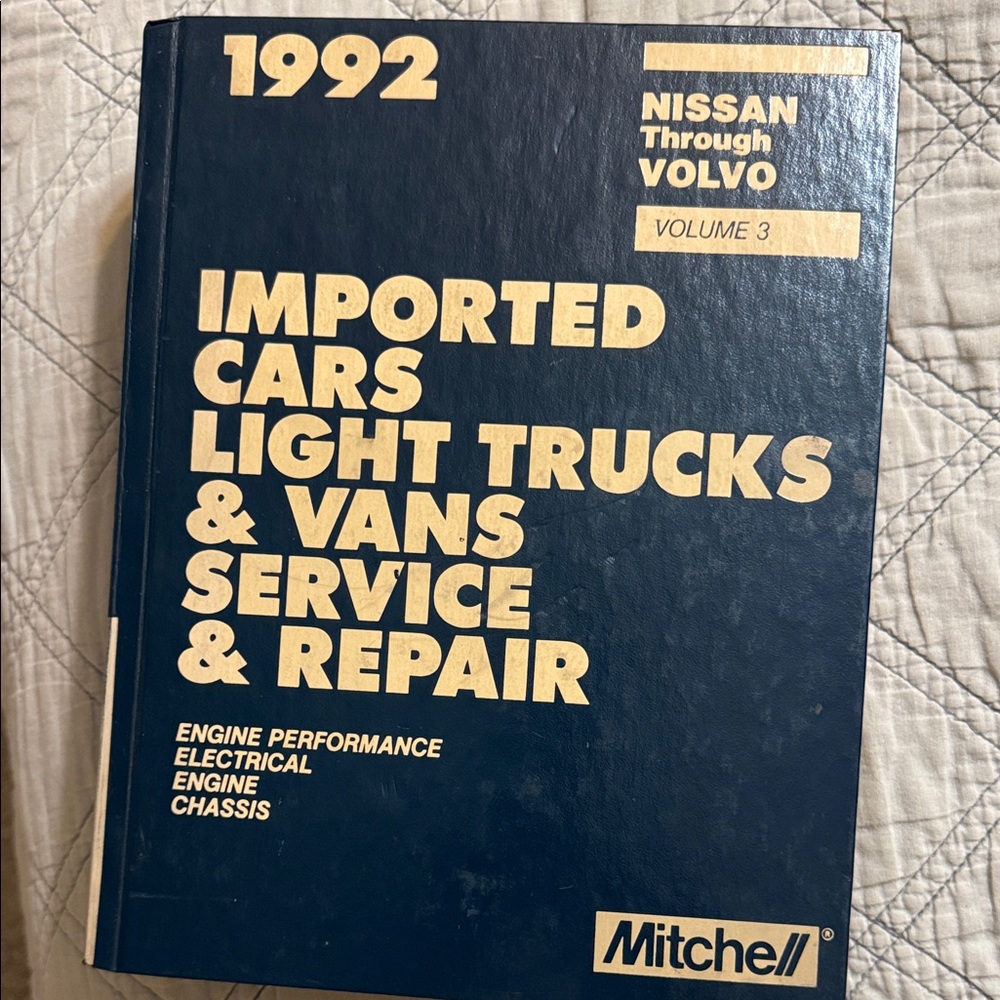 1992 Mitchell Vol 3 Nissan through Volvo Car Service & Repair Manual - Blue